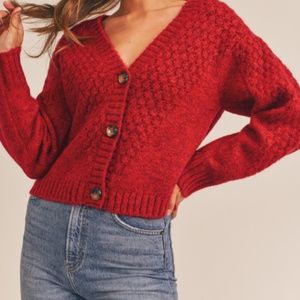 Berry Red Crop Cardigan